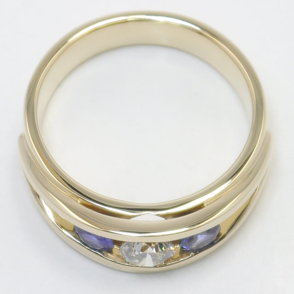 Male Sapphire And Diamond Engagement Ring In 14K Yellow Gold (0.66 Carat) - small angle 4