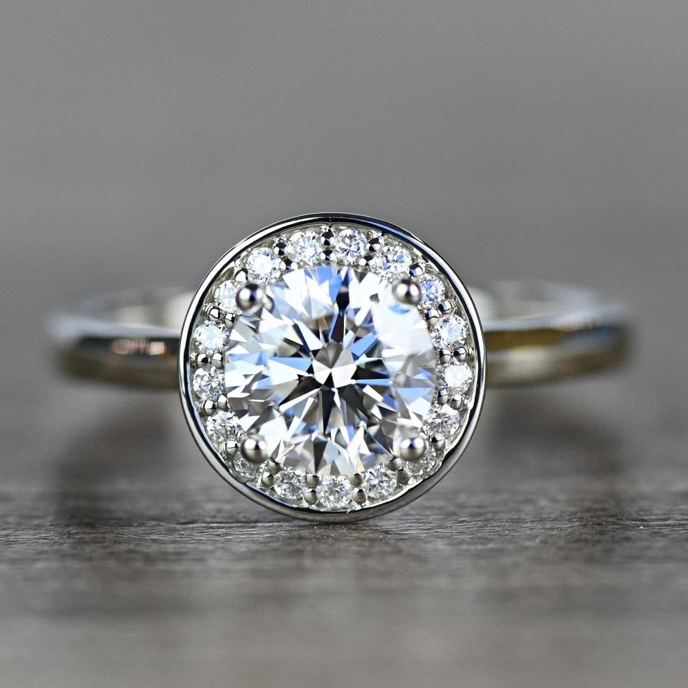 Dazzling Round Halo Engagement Ring In White Gold