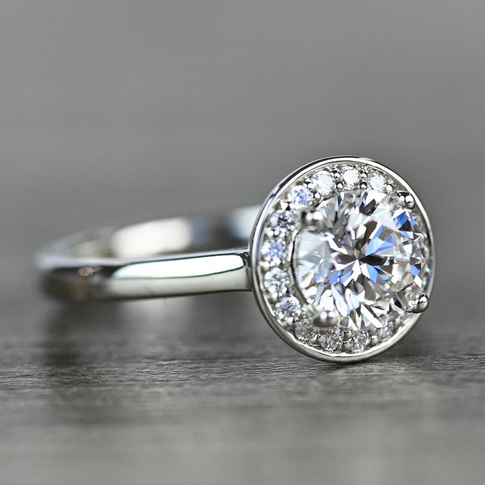 Dazzling Round Halo Engagement Ring In White Gold angle 3