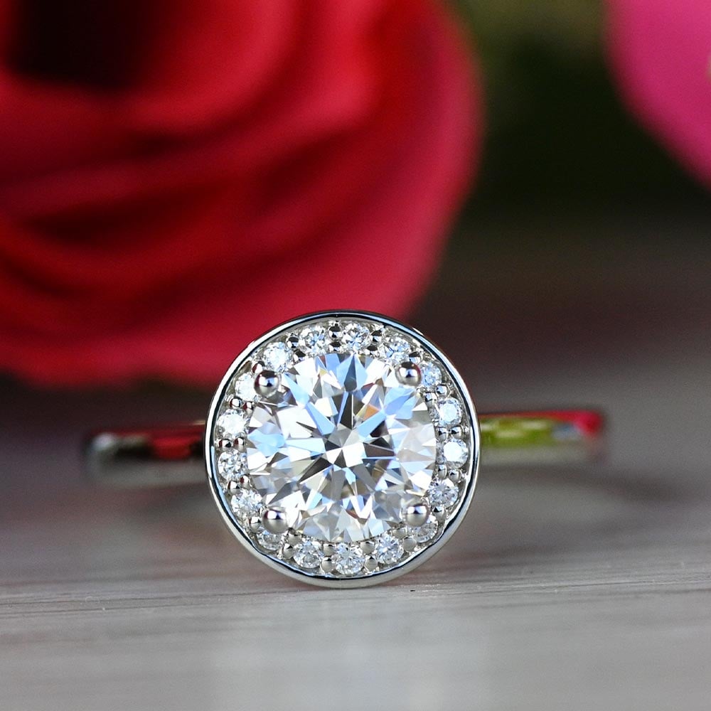 Dazzling Round Halo Engagement Ring In White Gold - small angle 5