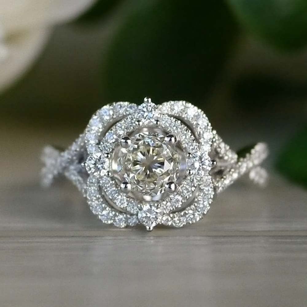 1 Carat Double Halo Engagement Ring - small angle 5