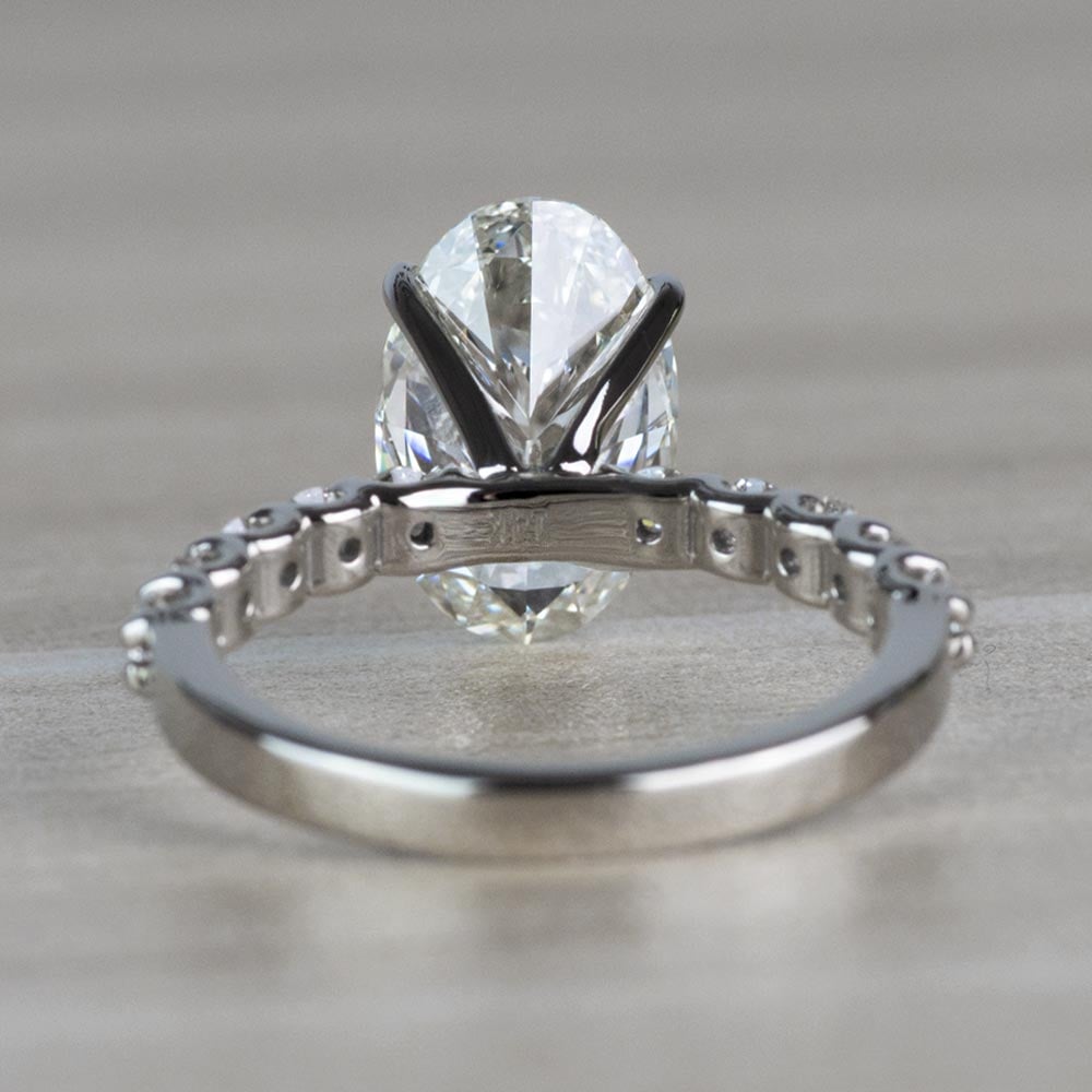 Extravagant U Prong White Gold Oval Diamond Ring - small angle 4
