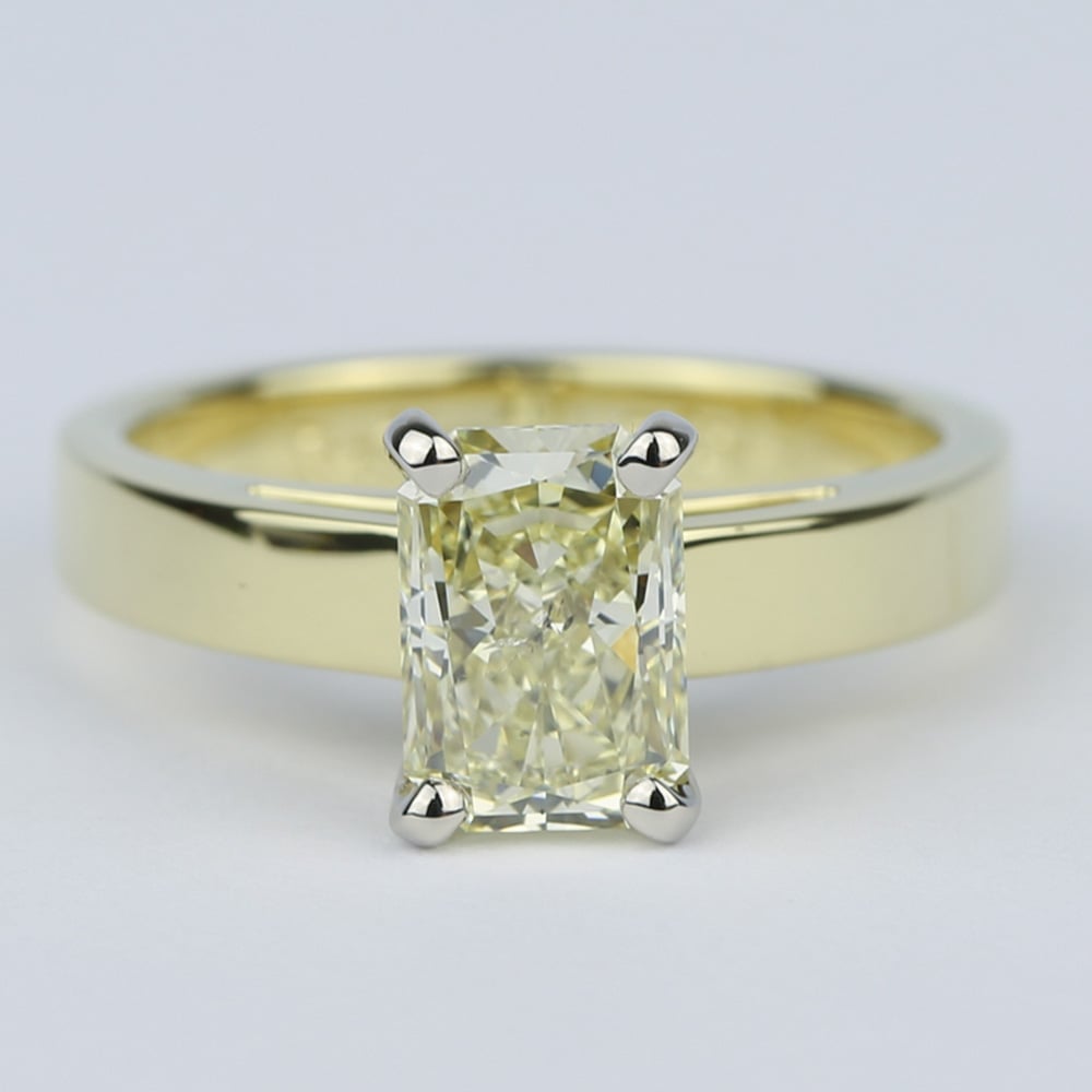 1.50 Carat Fancy Yellow Diamond Engagement Ring In Gold - small