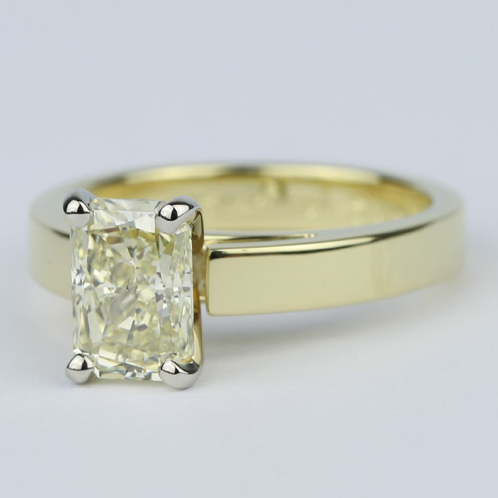 1.50 Carat Fancy Yellow Diamond Engagement Ring In Gold - small angle 2