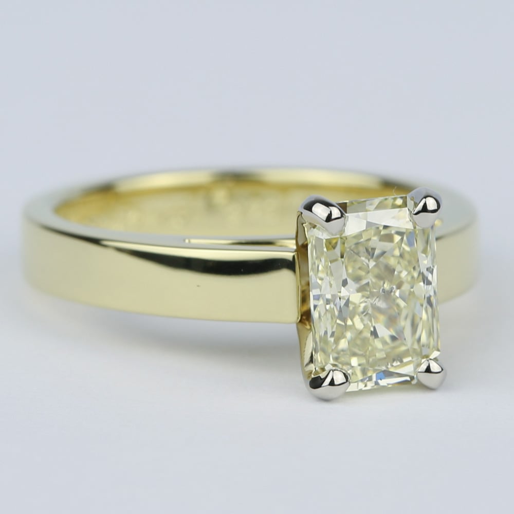1.50 Carat Fancy Yellow Diamond Engagement Ring In Gold - small angle 3