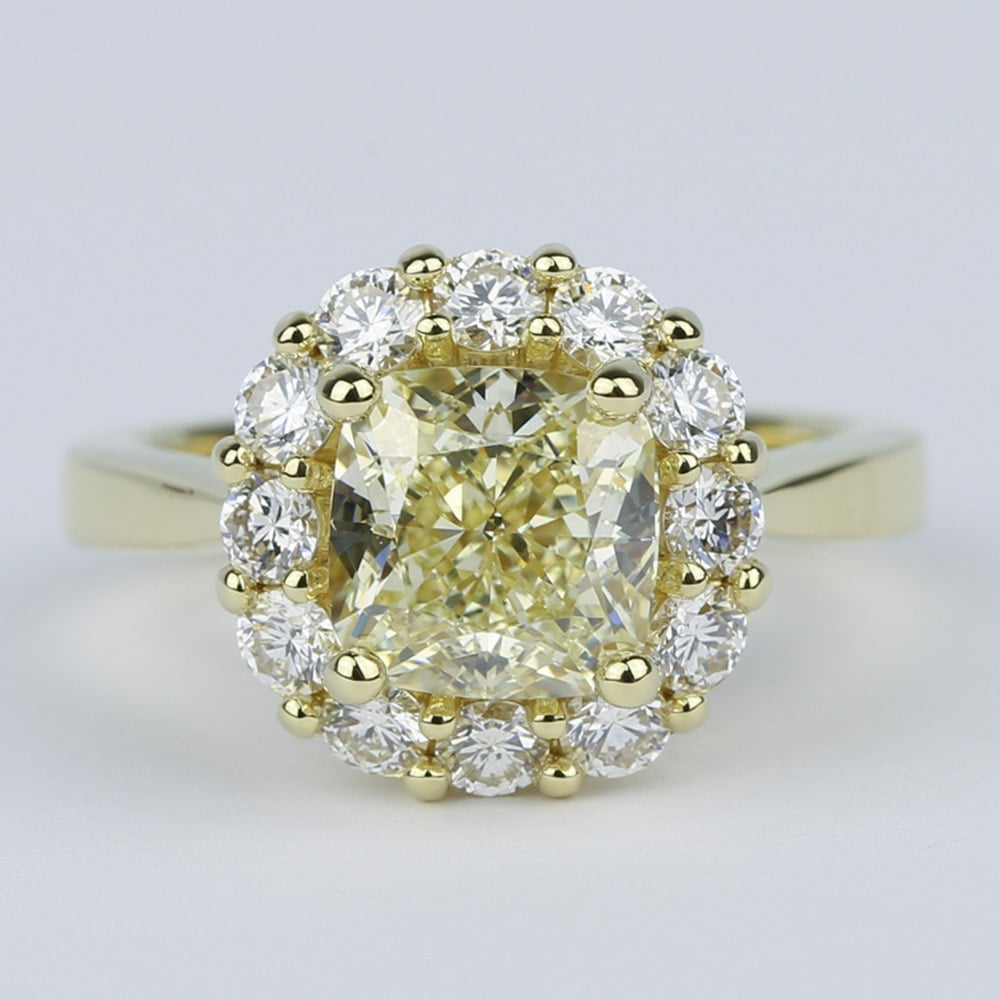2.50 Carat Yellow Cushion Cut Diamond Engagement Ring - small