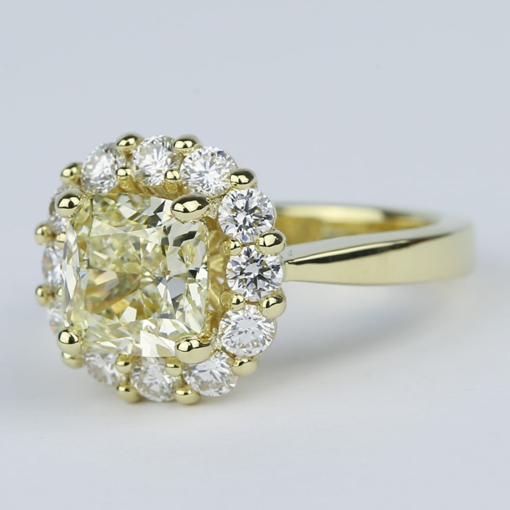 2.50 Carat Yellow Cushion Cut Diamond Engagement Ring - small angle 2