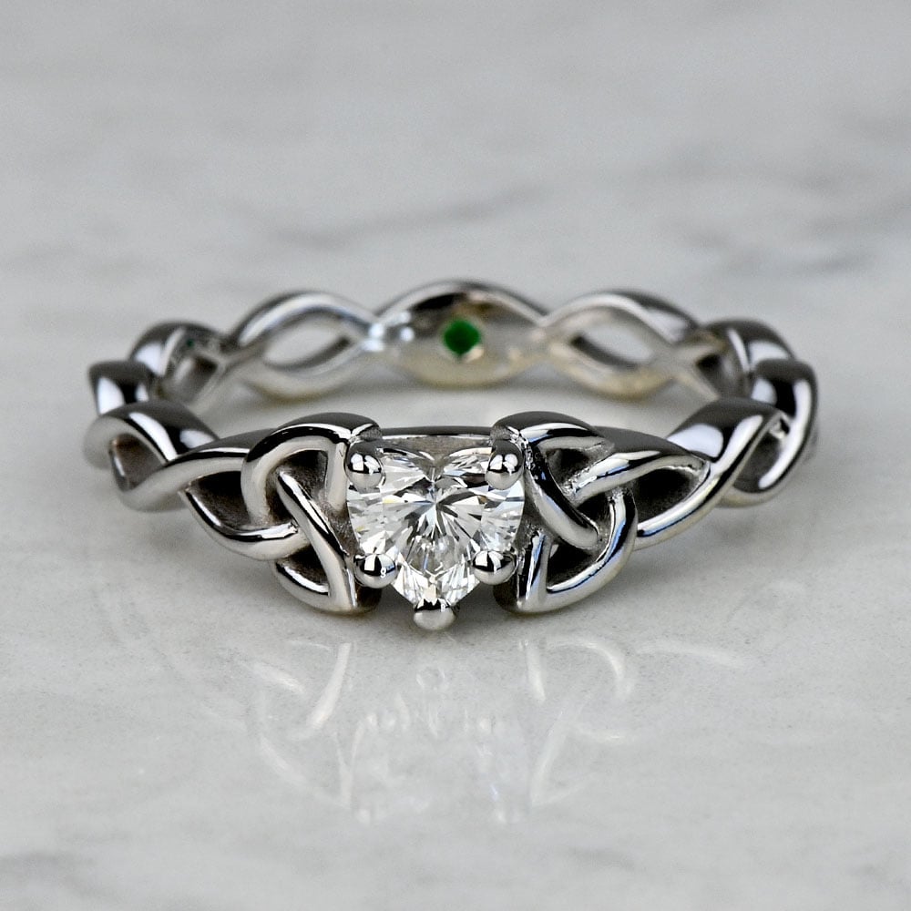 Half Carat Lab Grown Heart Diamond Celtic Knot Engagement Ring - small