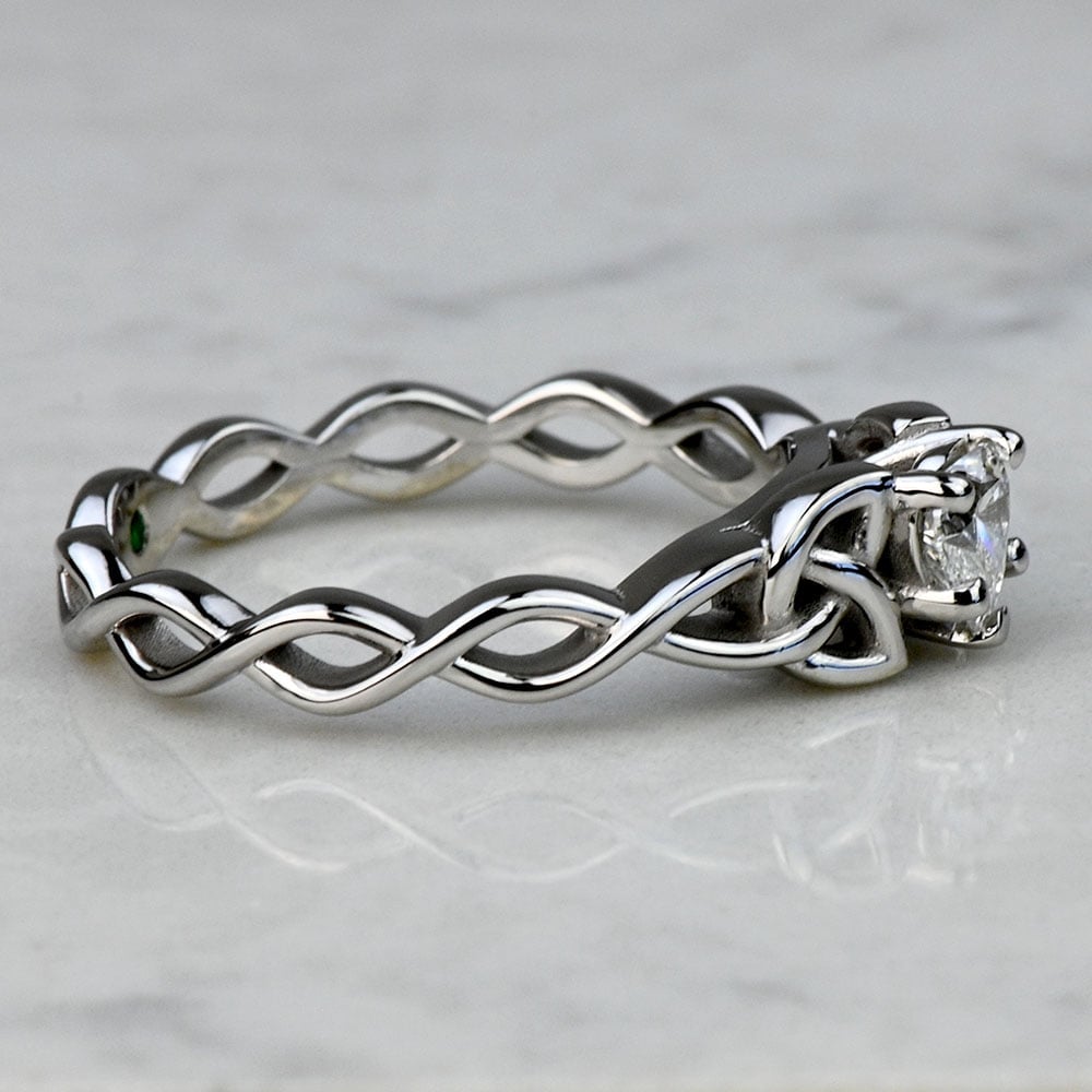 Half Carat Lab Grown Heart Diamond Celtic Knot Engagement Ring - small angle 3