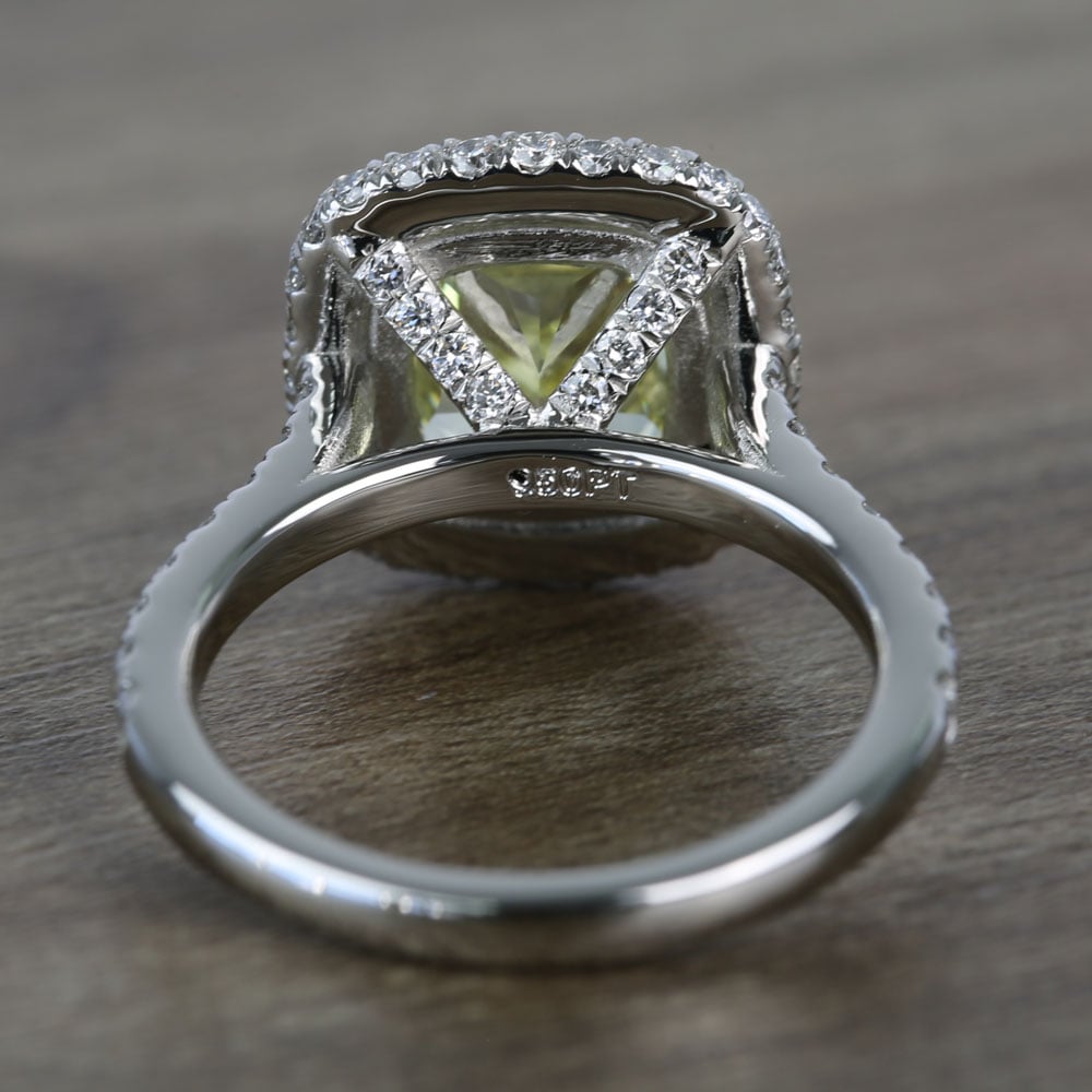3 Carat Fancy Yellow Cushion Halo Diamond Engagement Ring - small angle 4