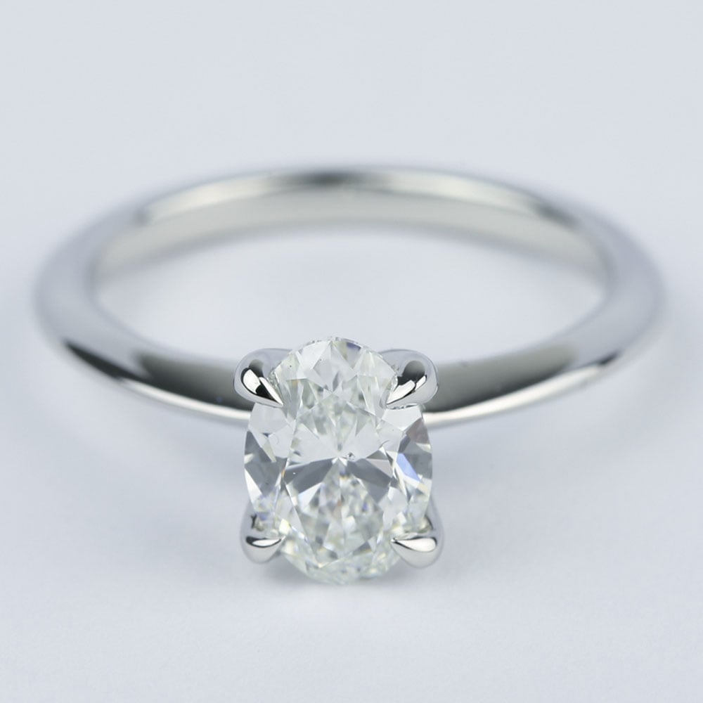 Knife Edge Engagement Ring With 1.20 Carat Oval Diamond 