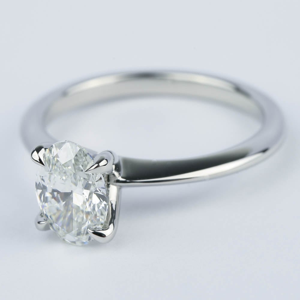 Knife Edge Engagement Ring With 1.20 Carat Oval Diamond  angle 2