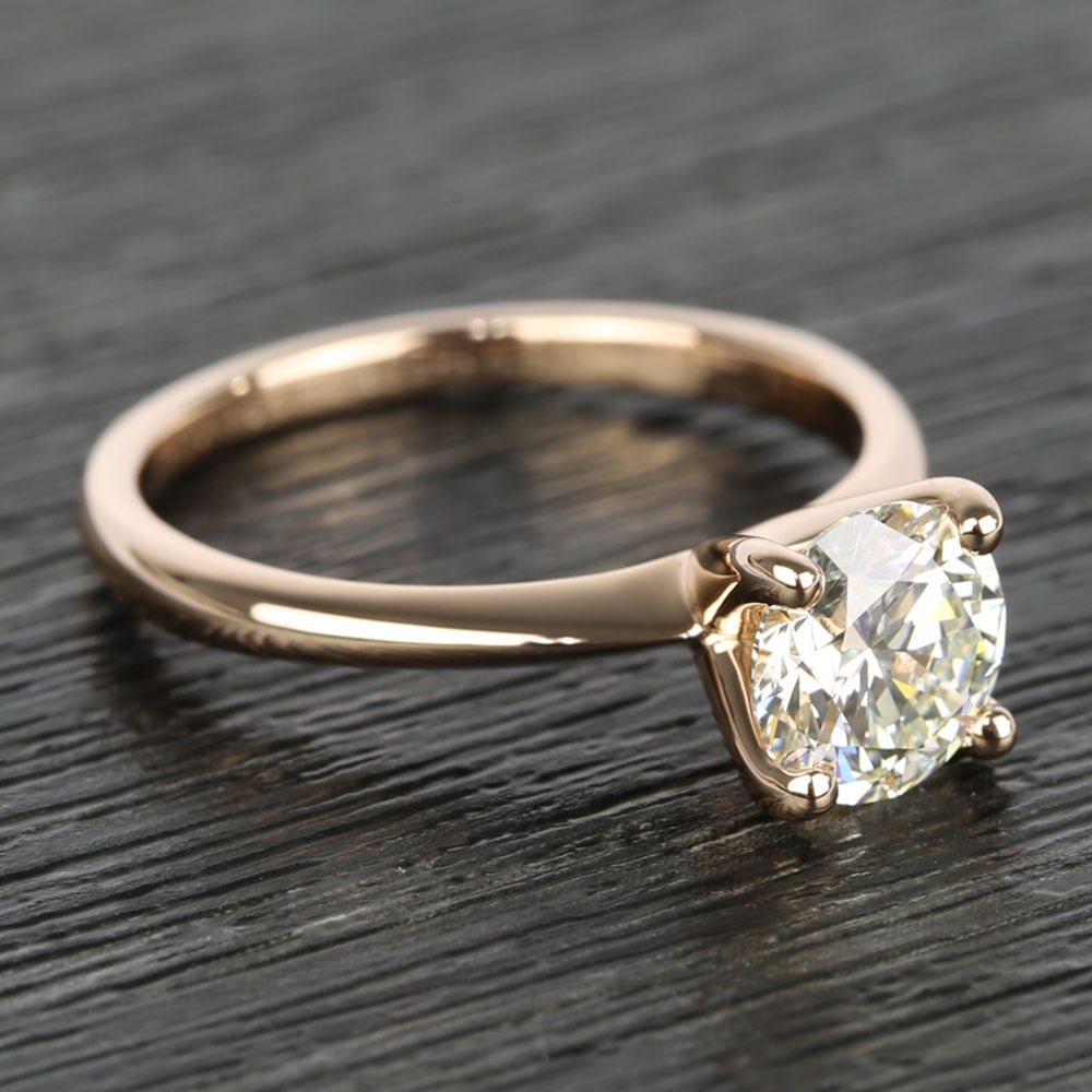 Rose Gold Round Diamond Engagement Ring (1.50 Carat) angle 3