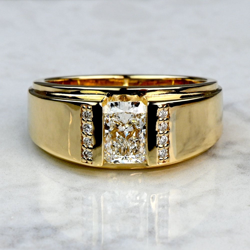 Lab Created Radiant Diamond Custom Mens Engagement Ring - small