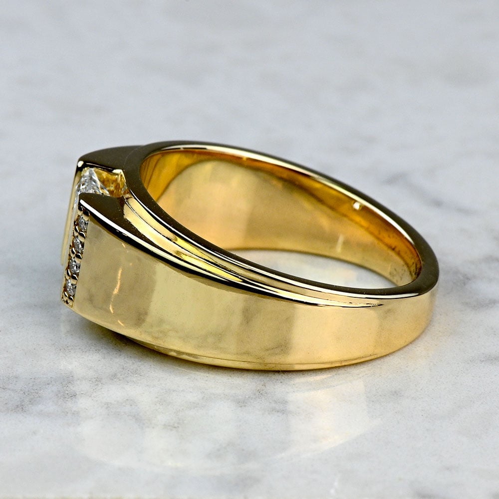 Lab Created Radiant Diamond Custom Mens Engagement Ring - small angle 2
