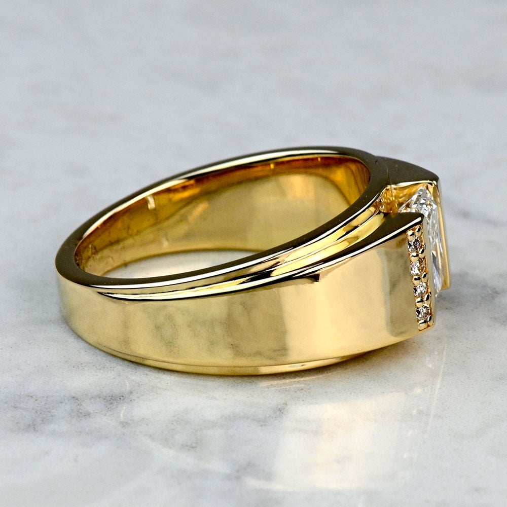 Lab Created Radiant Diamond Custom Mens Engagement Ring angle 3
