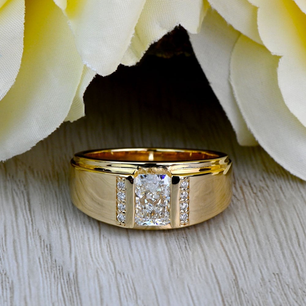 Lab Created Radiant Diamond Custom Mens Engagement Ring angle 5