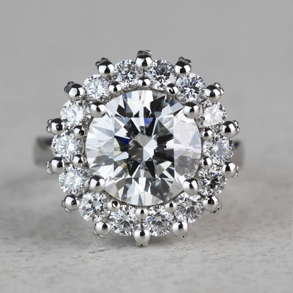 Luxurious 3.42 Carat Diamond Floral Halo Ring