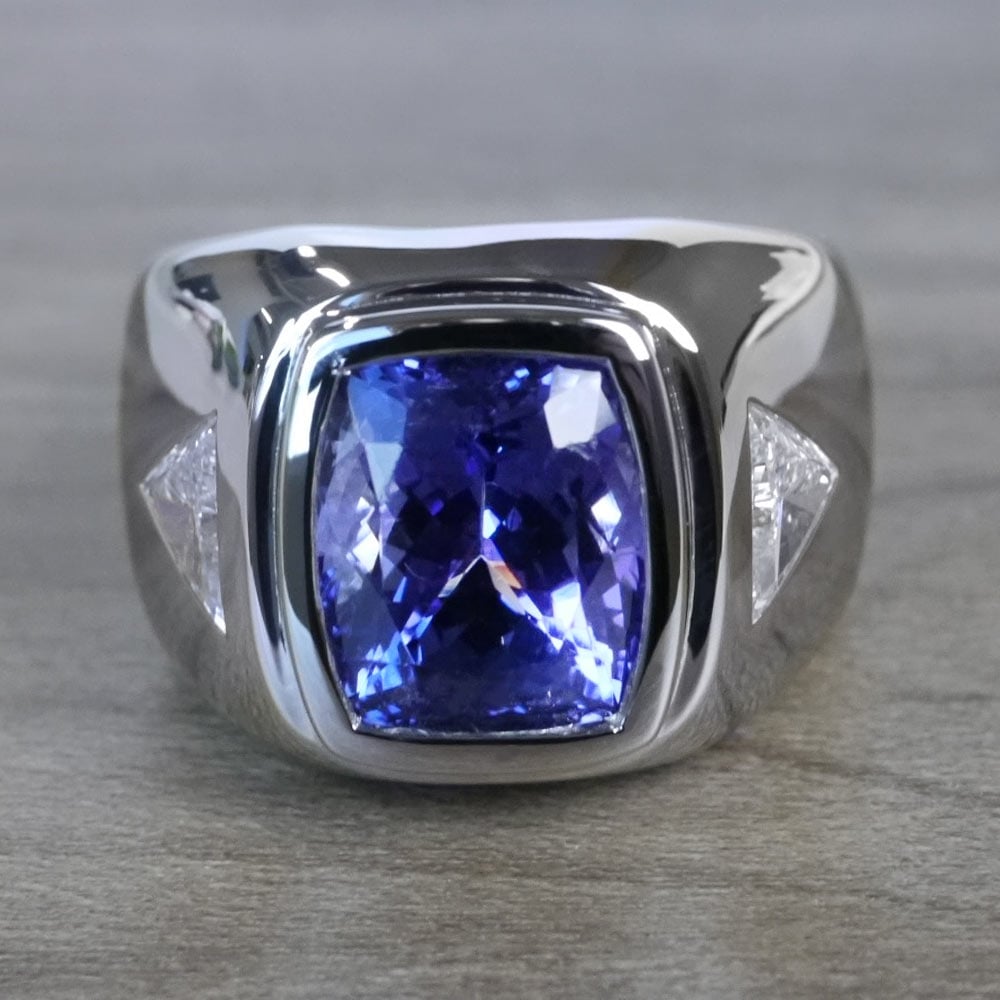 Mens White Gold Tanzanite Ring