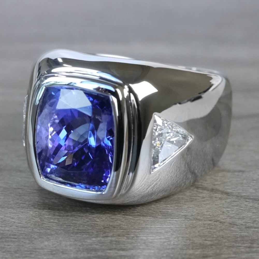 Mens White Gold Tanzanite Ring