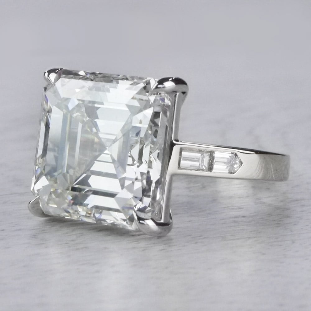 Luxury Custom 16 Carat Asscher Cut Diamond Ring angle 2