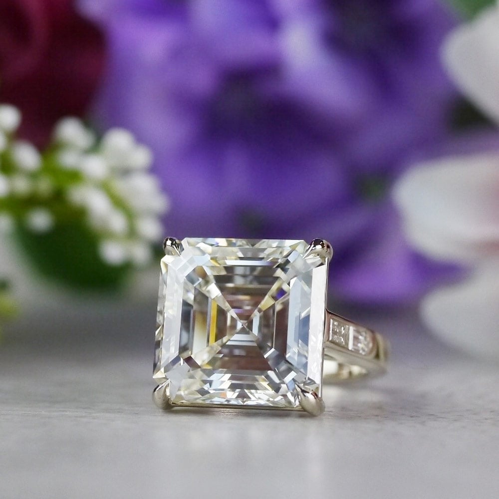 Luxury Custom 16 Carat Asscher Cut Diamond Ring | 06