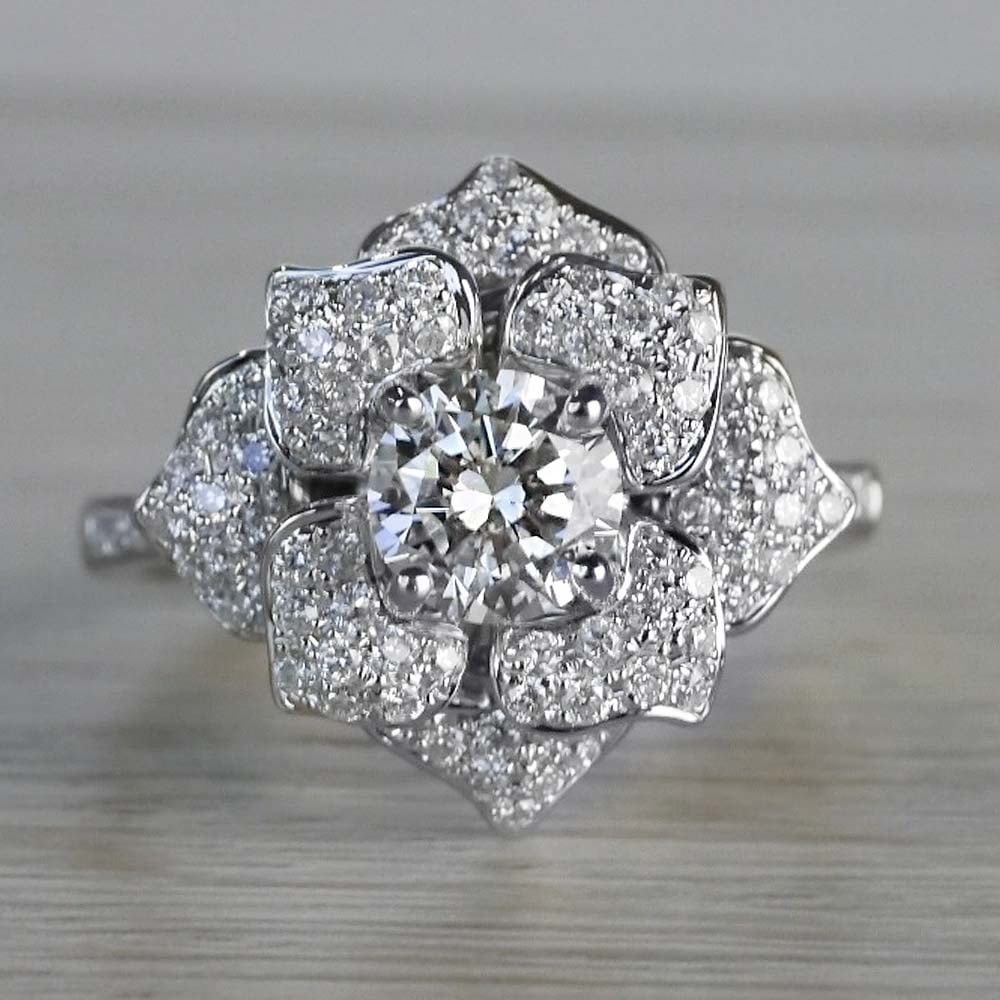 Flower Diamond Engagement Ring In Moonlit Design