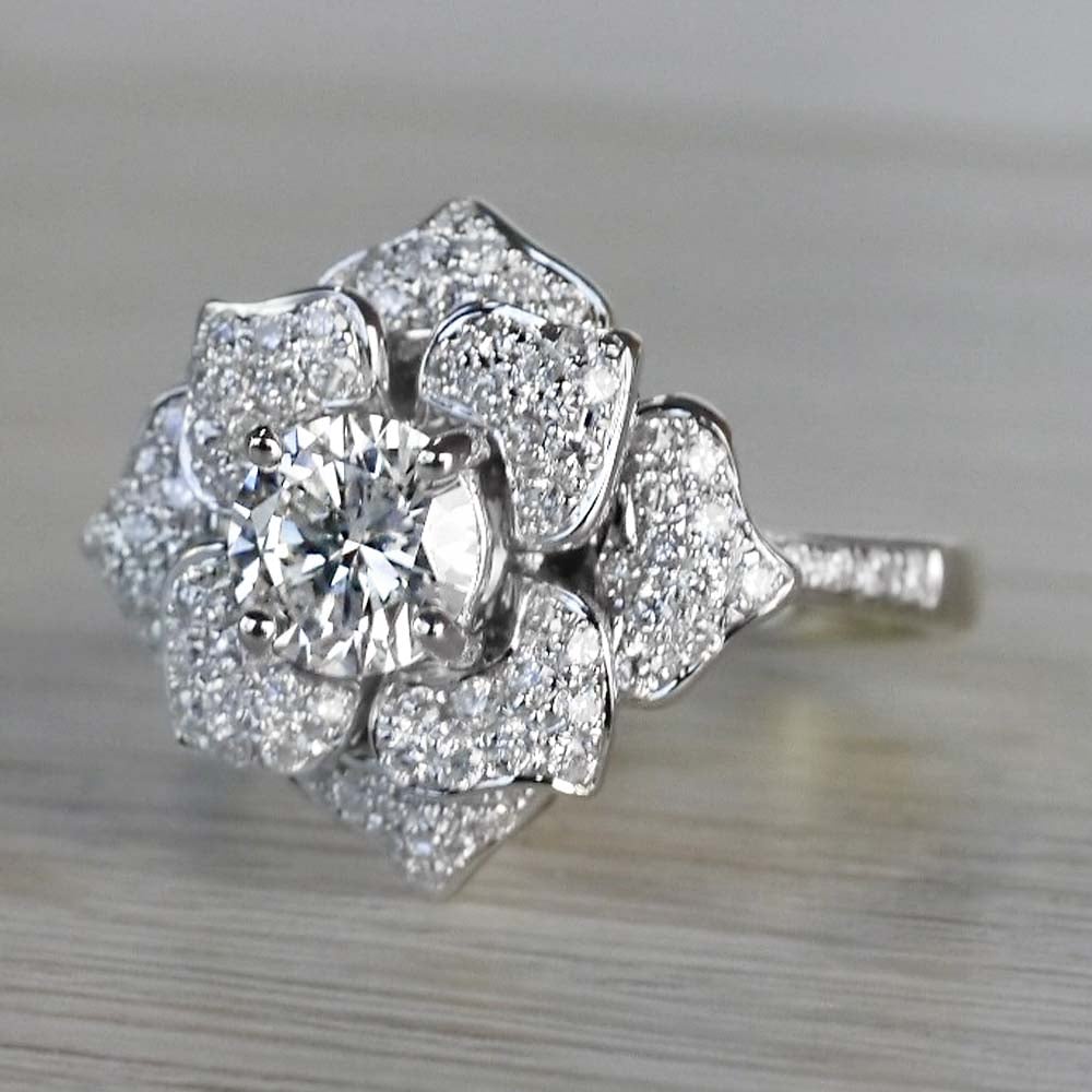 Flower Diamond Engagement Ring In Moonlit Design angle 2