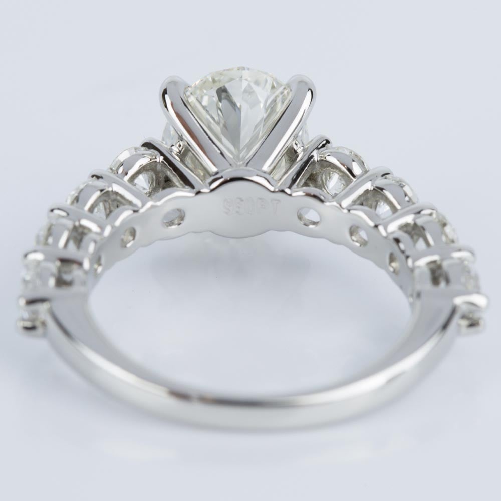 Oval Cut Engagement Ring with Large Side Diamonds in Platinum angle 4