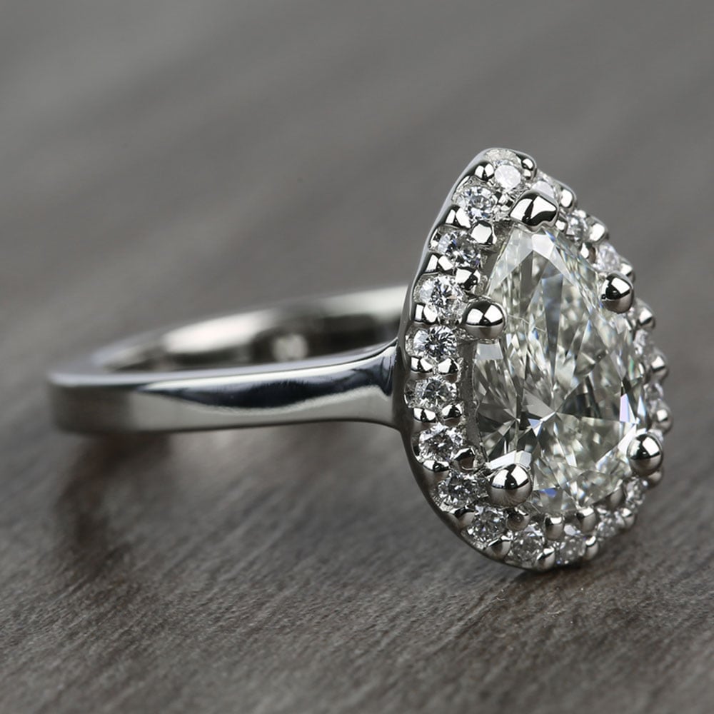 Pave 1.10 Carat Pear Halo Diamond Engagement Ring angle 3