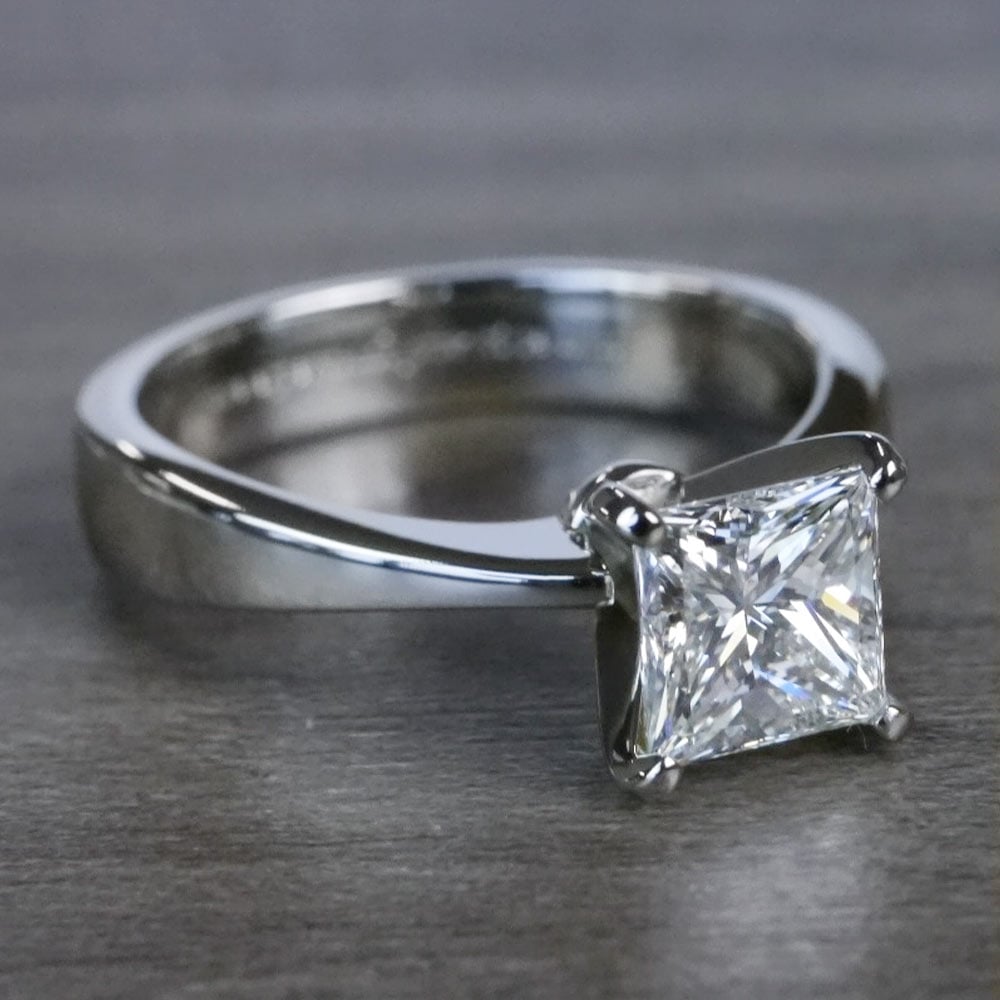 Solitaire Princess Cut Diamond Engagement Ring In White Gold - small angle 3