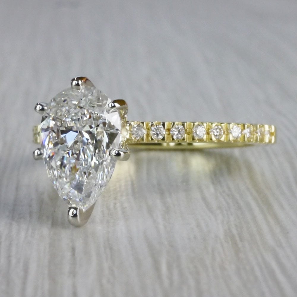 Perfectly Petite Yellow Gold Pear Shaped Engagement Ring - small angle 2