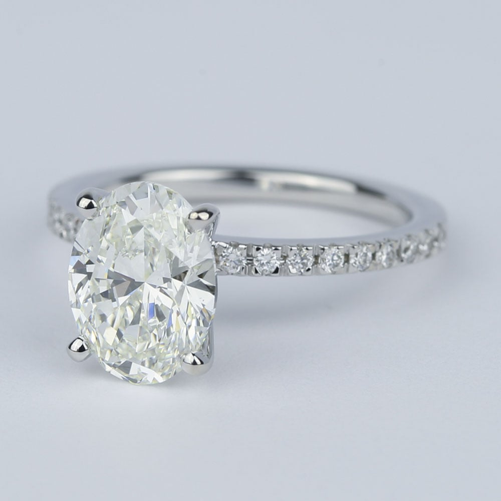 Pave Oval-Cut Diamond Engagement Ring (2 Carat) angle 2