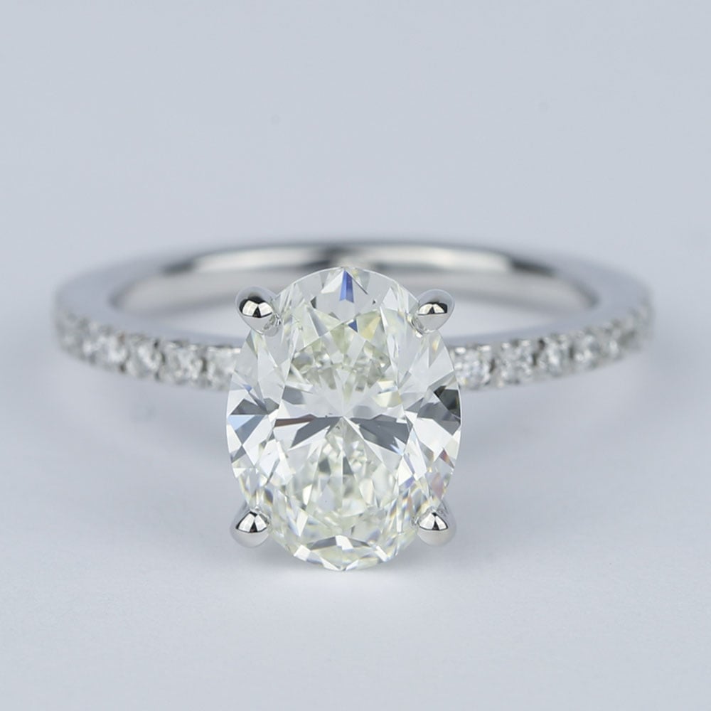 Pave Oval-Cut Diamond Engagement Ring (2 Carat) - small