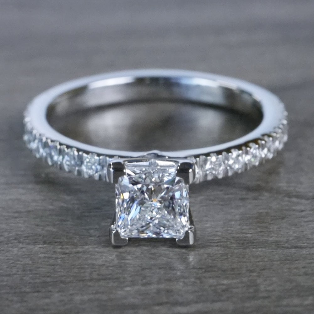 Princess Cut Petite Pave Diamond Ring