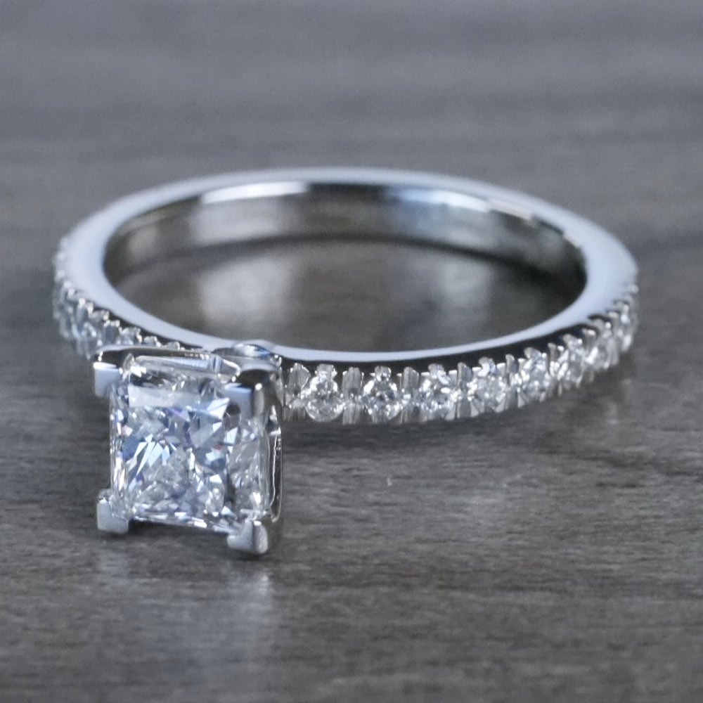 Princess Cut Petite Pave Diamond Ring - small angle 2