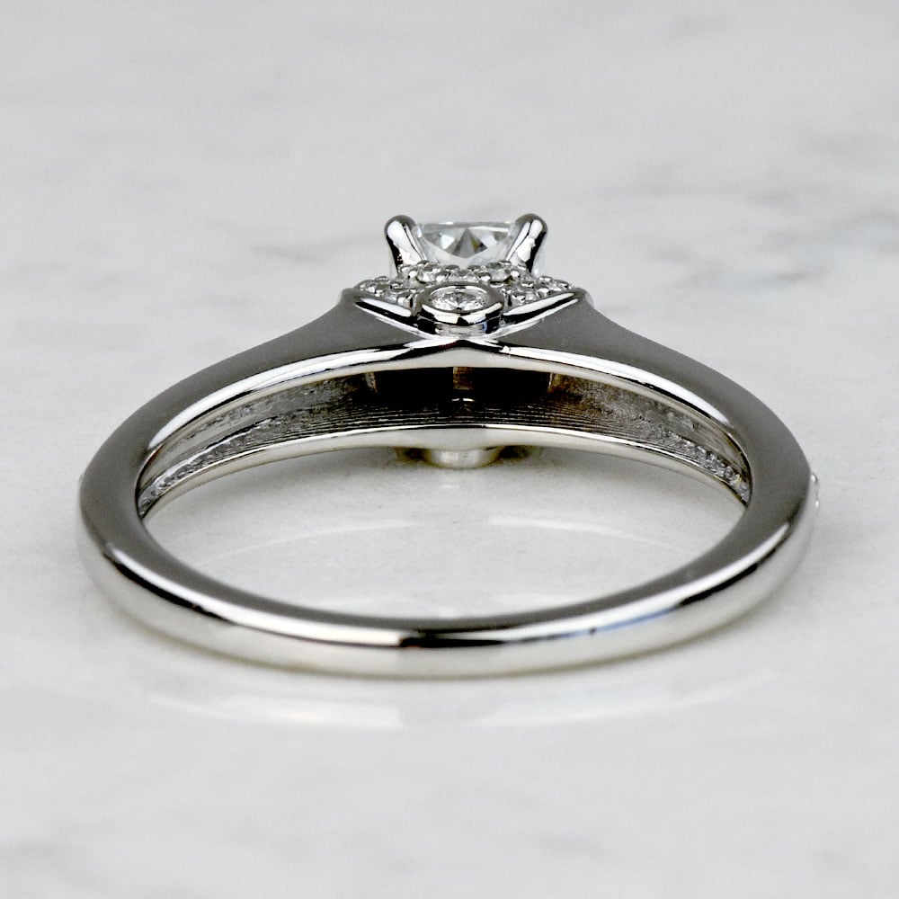 Radiant Diamond Ribbon Engagement Ring in White Gold angle 4