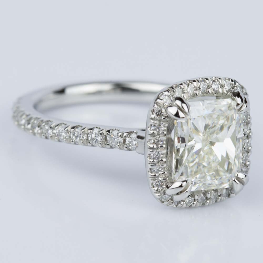 Radiant Cut Halo Diamond Engagement Ring (2.25 Ct) - small angle 3