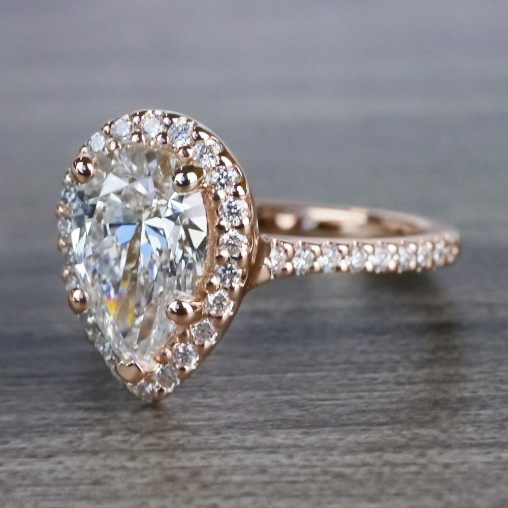 Pear Cut Rose Gold Diamond Ring angle 2