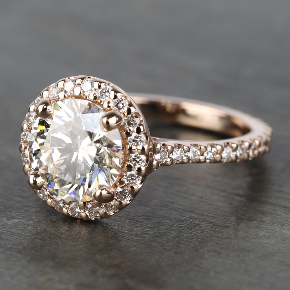 Rose Gold Halo Diamond Engagement Ring (1.25 Carat) angle 2