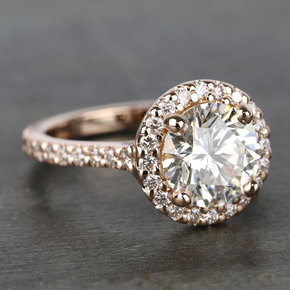Rose Gold Halo Diamond Engagement Ring (1.25 Carat) angle 3