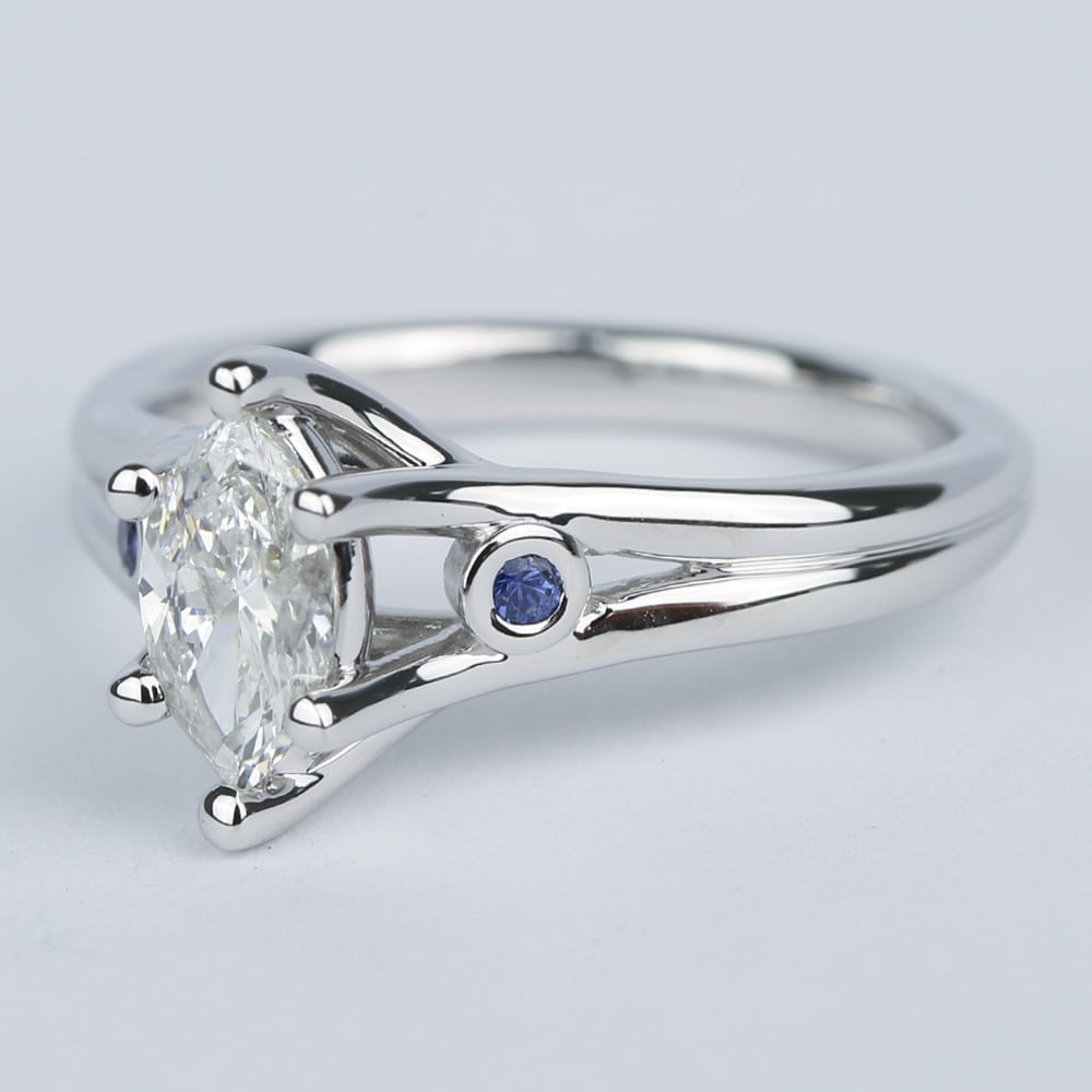 Diamond Engagement Ring With Sapphire Accents angle 2
