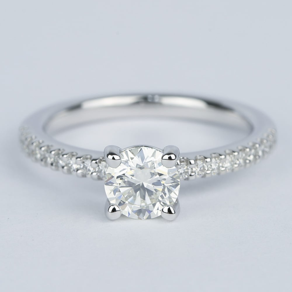 Scalloped Pavé Diamond Engagement Ring In White Gold - small