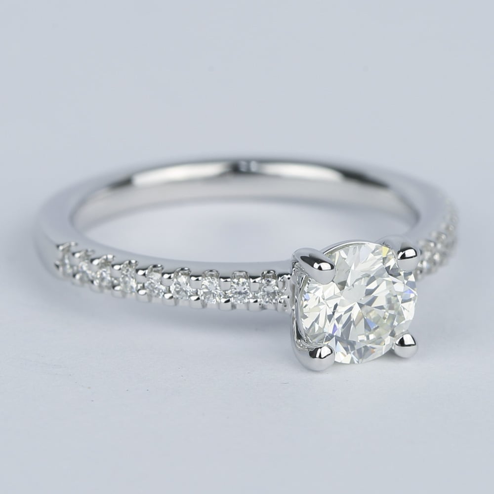 Scalloped Pavé Diamond Engagement Ring In White Gold - small angle 3