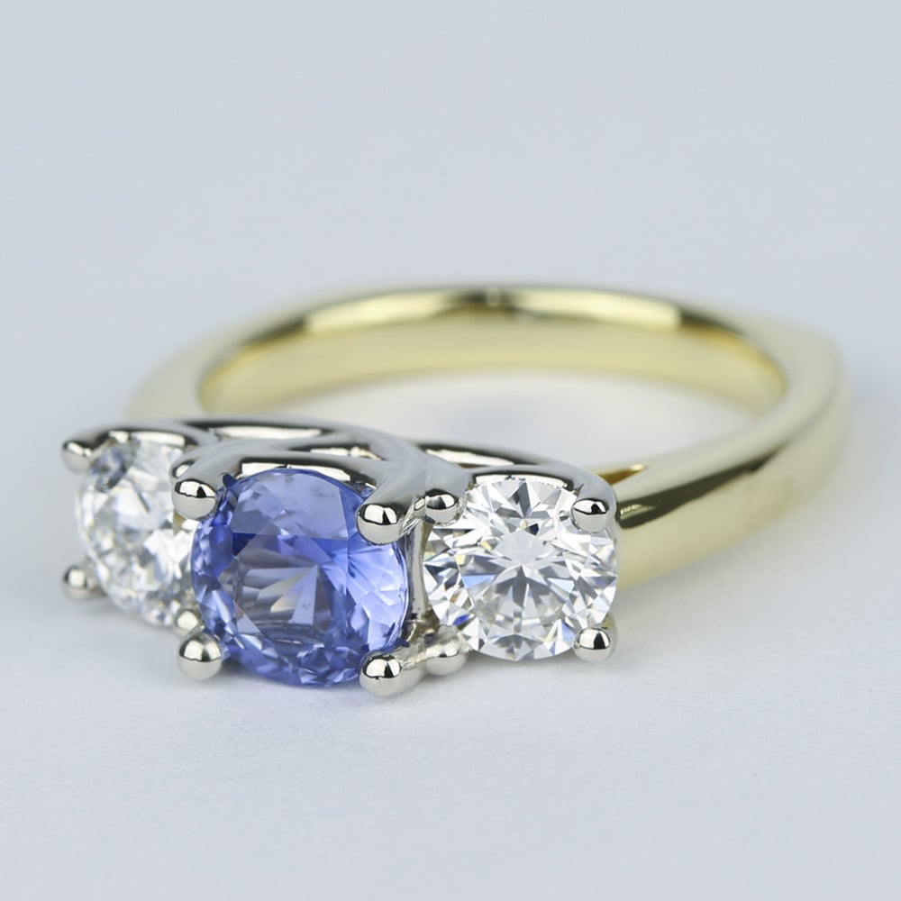 Sapphire Center Stone Engagement Ring In 18K Yellow Gold angle 2