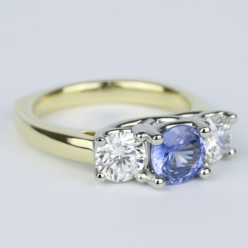 Sapphire Center Stone Engagement Ring In 18K Yellow Gold angle 3