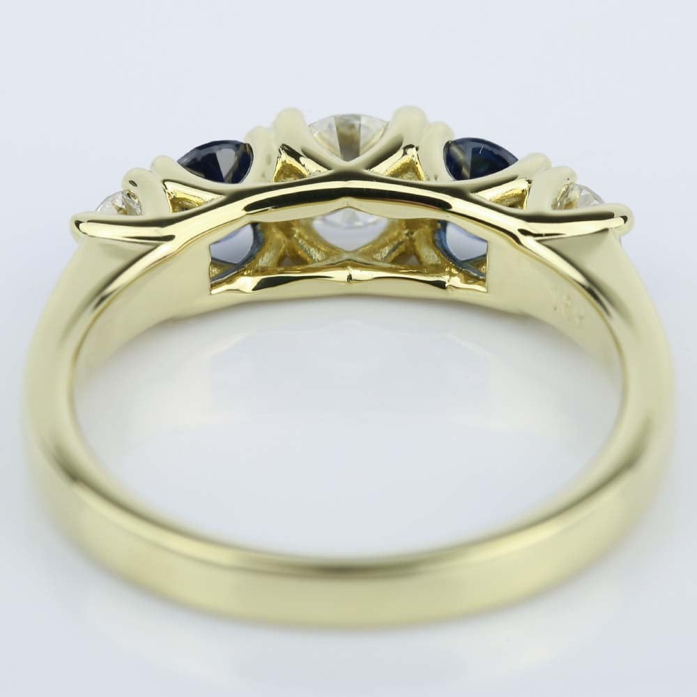 5 Stone Sapphire And Diamond Ring In A Trellis Design angle 4
