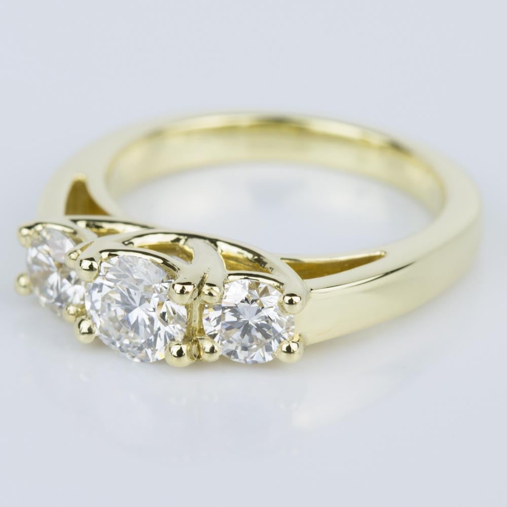 Trellis Three Diamond Engagement Ring in Yellow Gold (0.50 ct.) angle 2