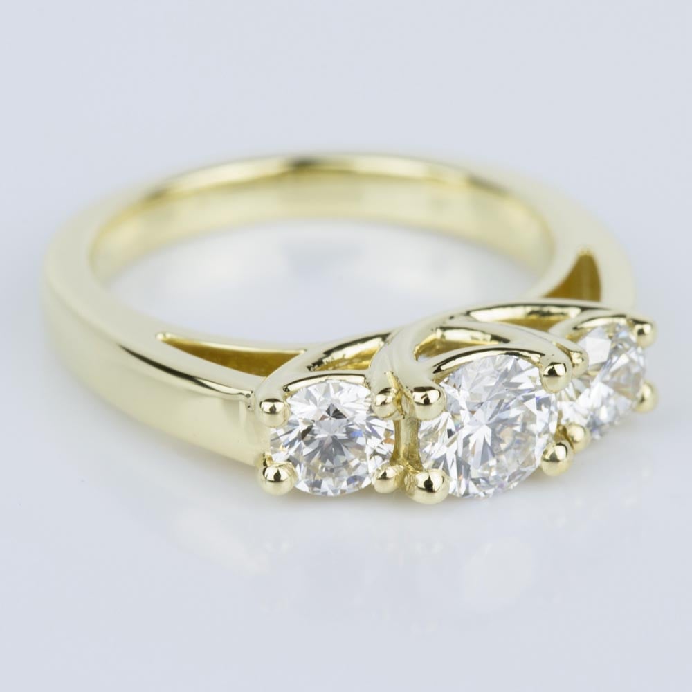 Trellis Three Diamond Engagement Ring in Yellow Gold (0.50 ct.) angle 3