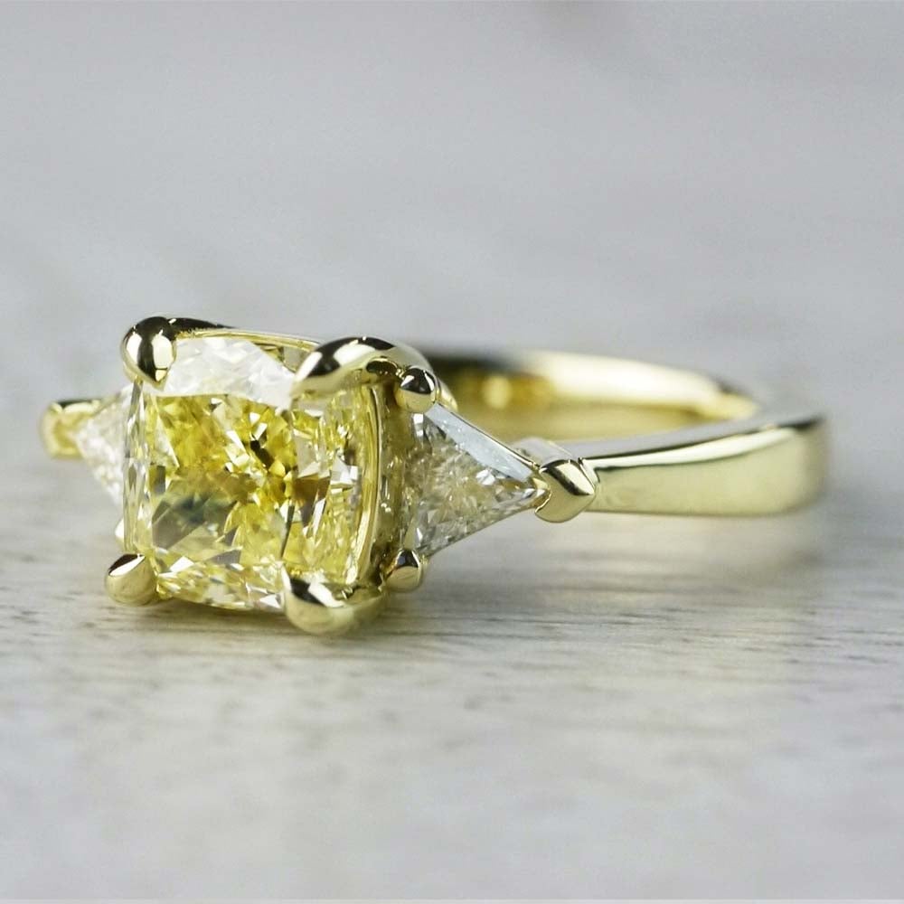 Fancy Light Yellow Diamond Engagement Ring In Yellow Gold - small angle 2